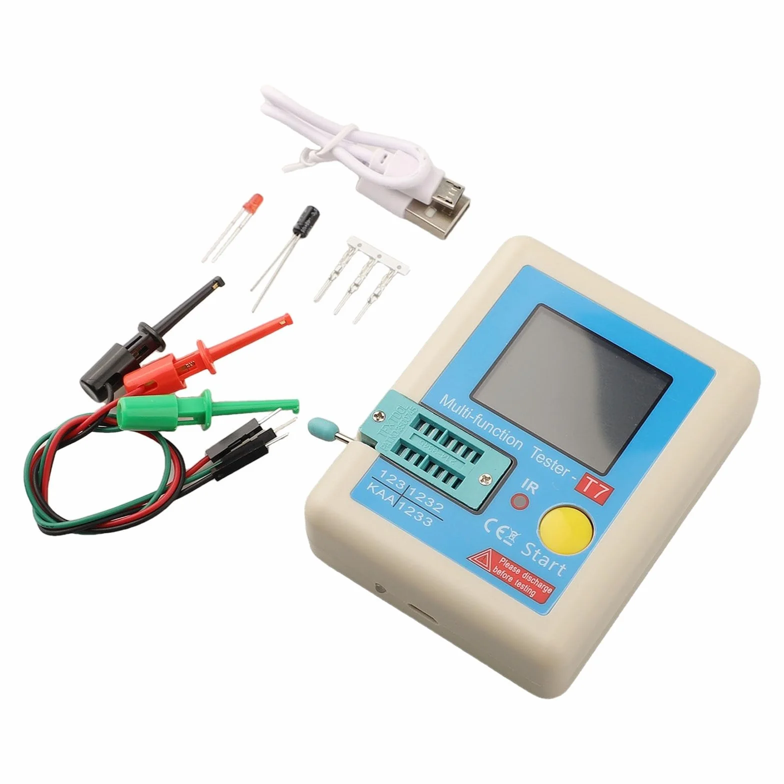 LCR-T7 Wielofunkcyjny kolorowy tester tranzystorowy TFT 3,5 cala do rezystora kondensatora diodowego NPN PNP MOSFET ESR Pomiar i testowanie sygnału na podczerwień