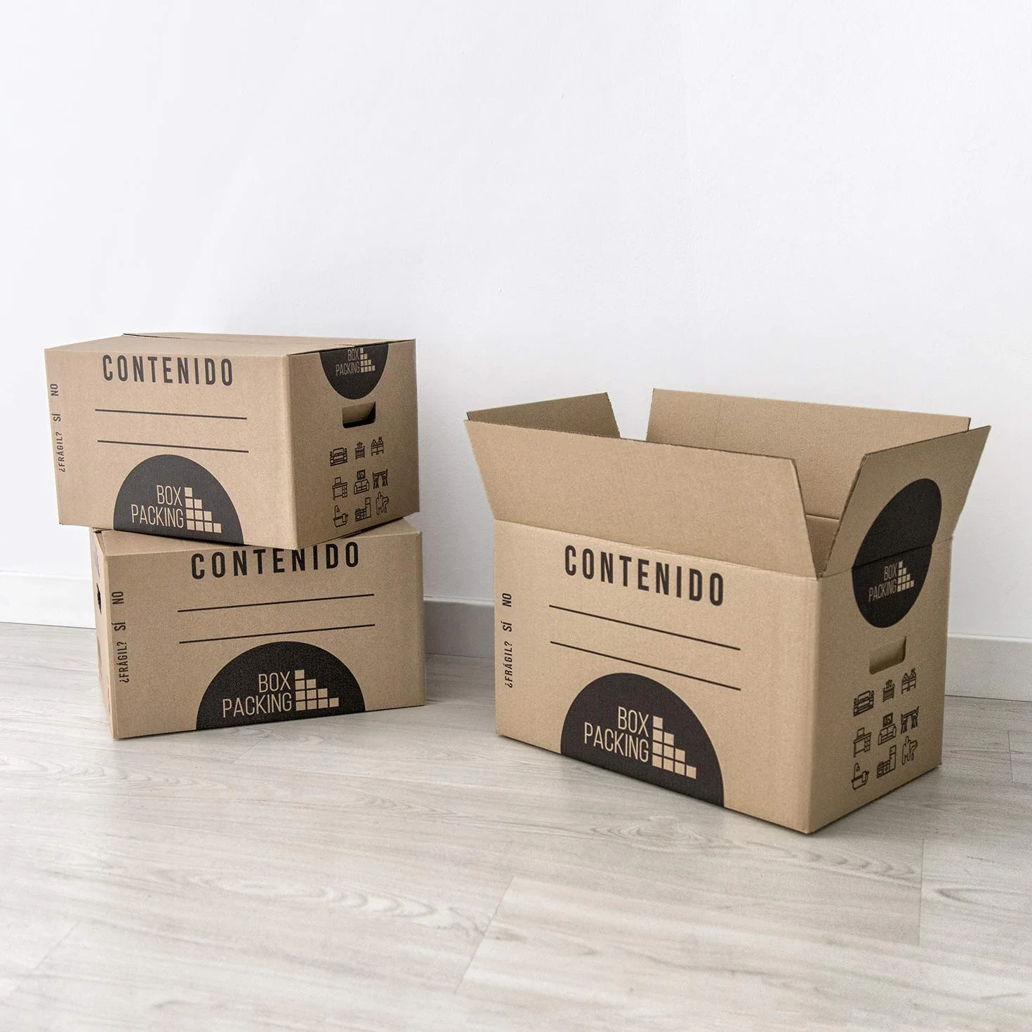 BOXPACKING | Karton Pudła do przeprowadzki | 6 Sztuk | 500x300x300 mm |Wzmocniona Tektura Falista Dwukanałowa | Kartony do przeprowadzkowy, Opakowanie i Przechowywanie | Wzmocnione Uchwyty