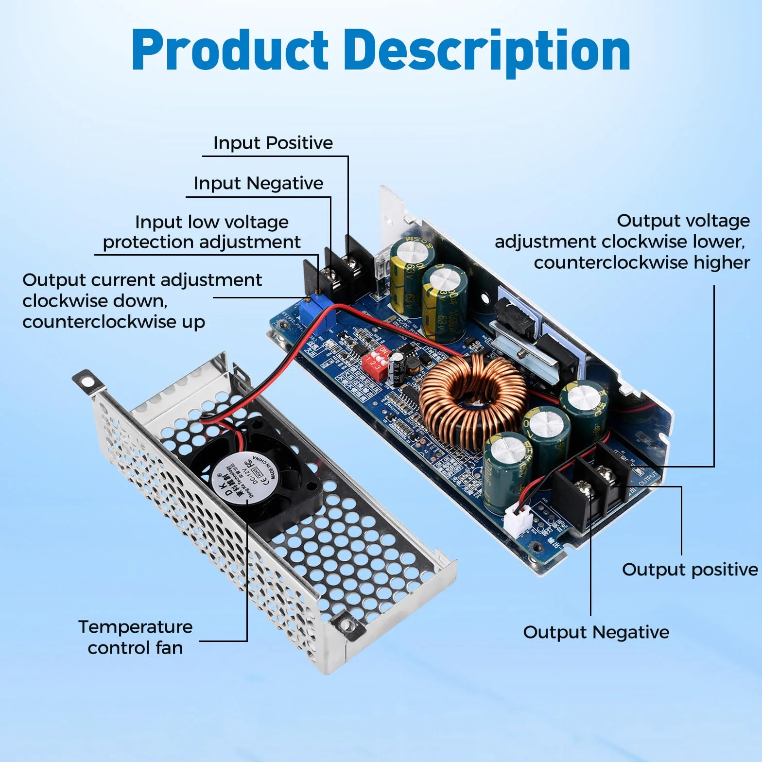 Regulowany Boost Converter DC-DC 500W 20A moduł zasilający z ochroną przed odwrotną polaryzacją