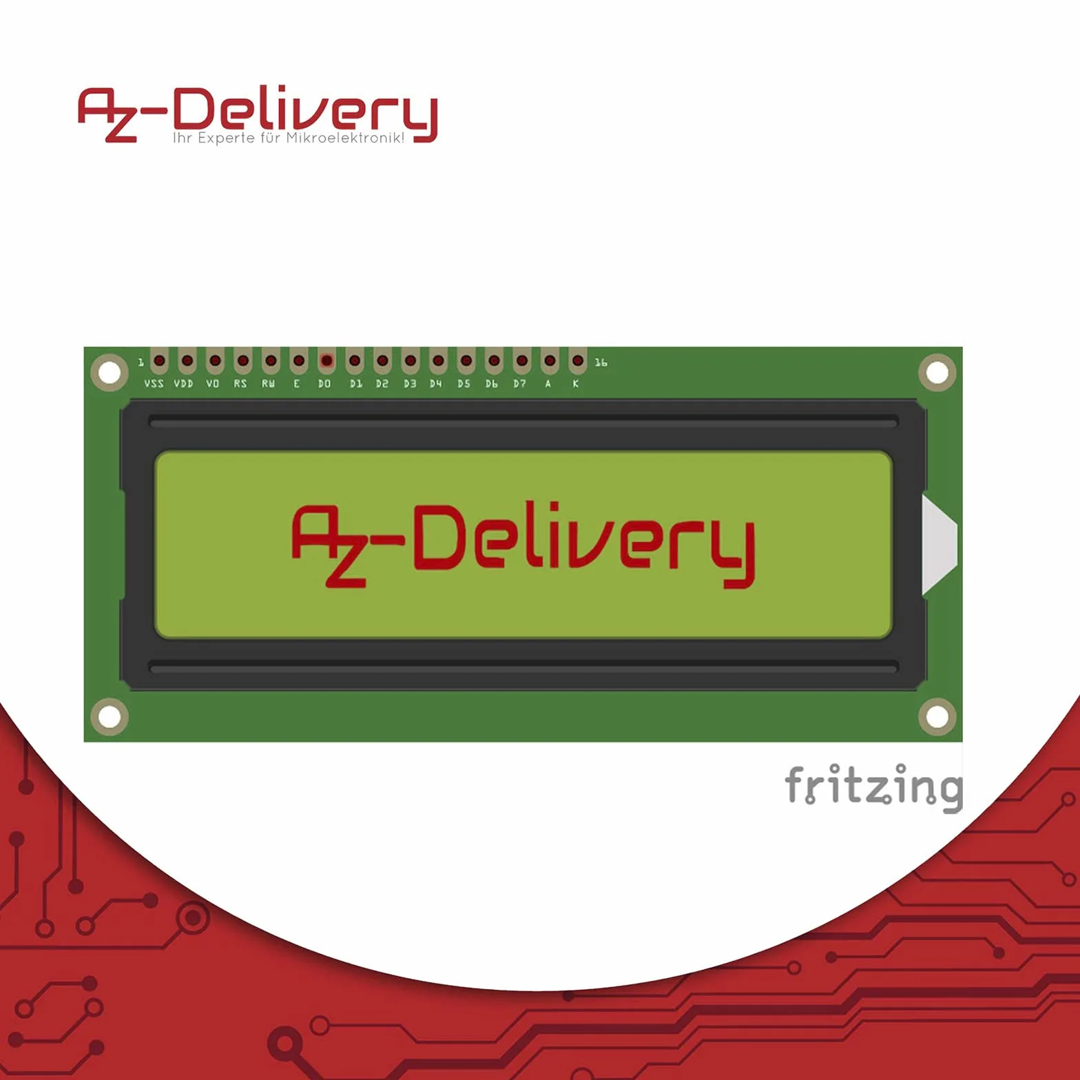 AZDelivery HD44780 1602 LCD Module Display 2x16 znaków zielony tle czarne kompatybilny Arduino Raspberry Pi