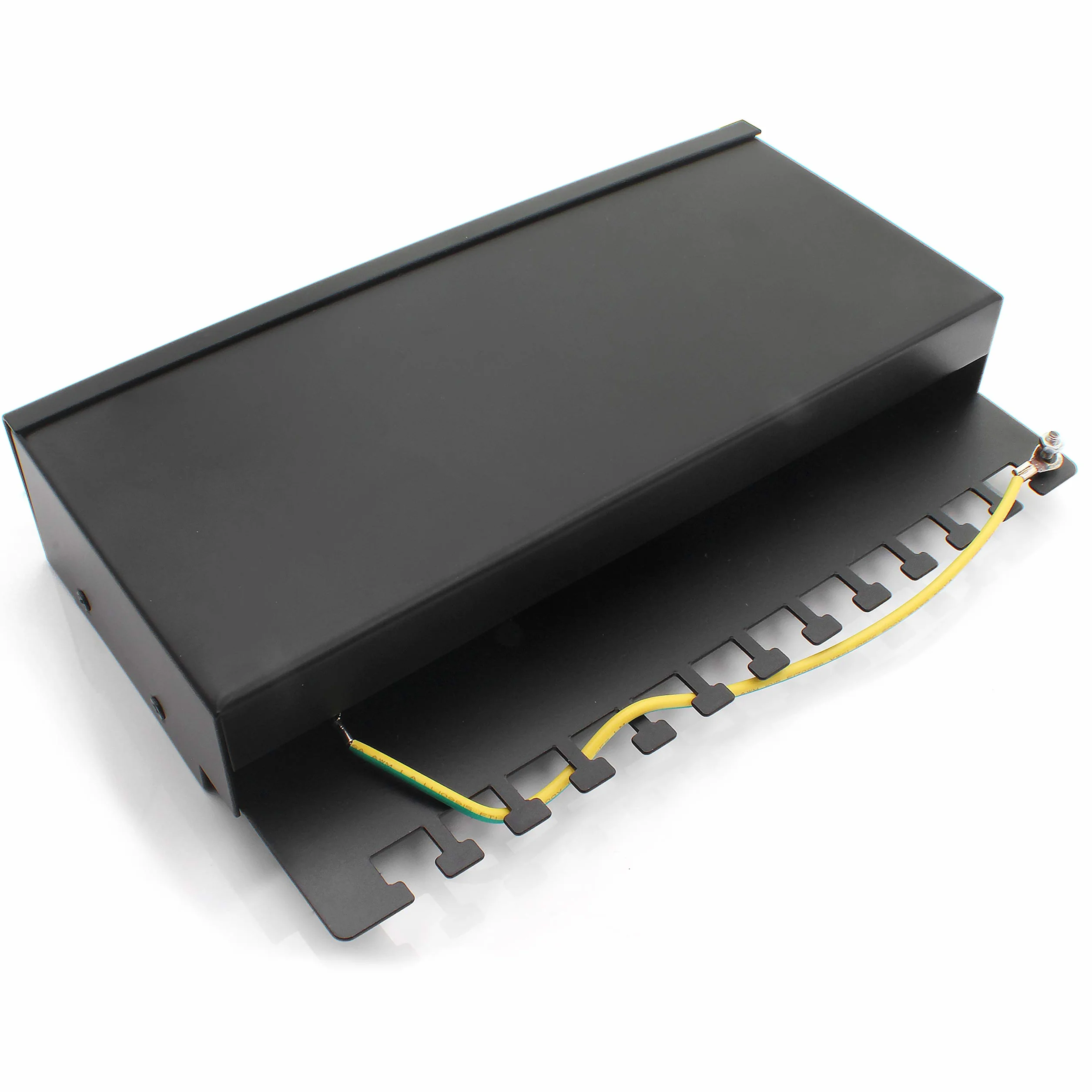 1aTTack.de panel krosowy CAT5 CAT6 CAT7 sieć RJ45 gniazdo Keystone metalowa obudowa CAT6 12 portów czarny patchpanel CAT6