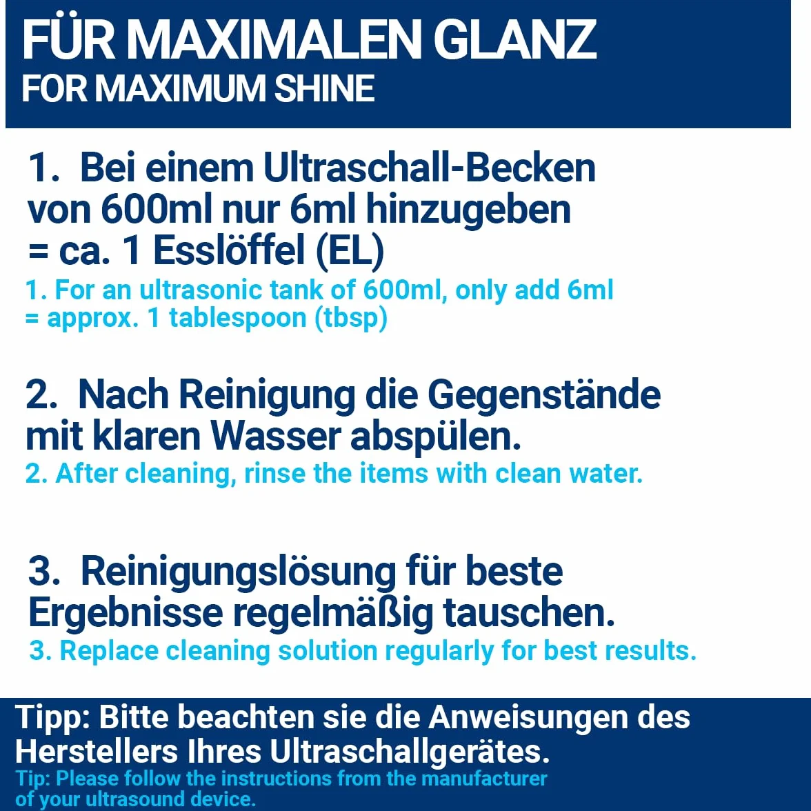 2 x 1000 ml koncentrat do czyszczenia ultradźwiękowego | płyn | do okularów, zegarków, biżuterii, protez i wielu innych w kąpieli ultradźwiękowej
