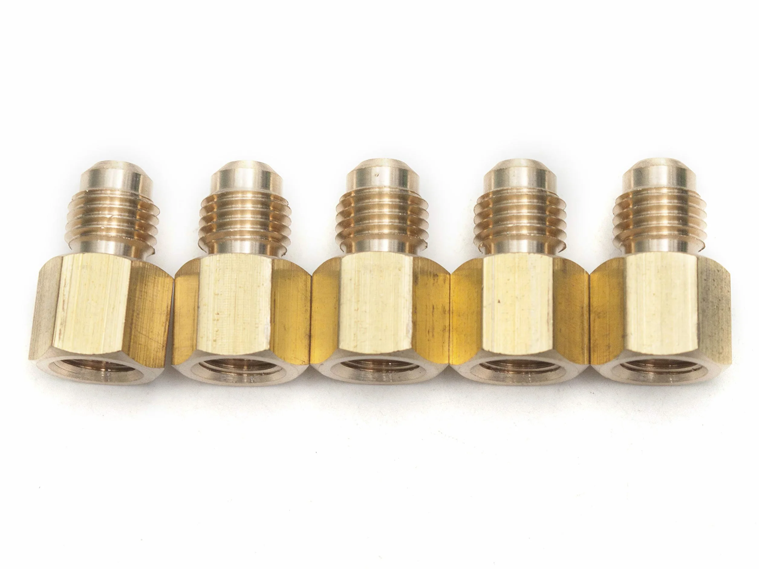 Generic Mosiądz rozbłysk 1/4" OD x 1/8" żeńskie złącze NPT złącze rurkowe (5 szt.)