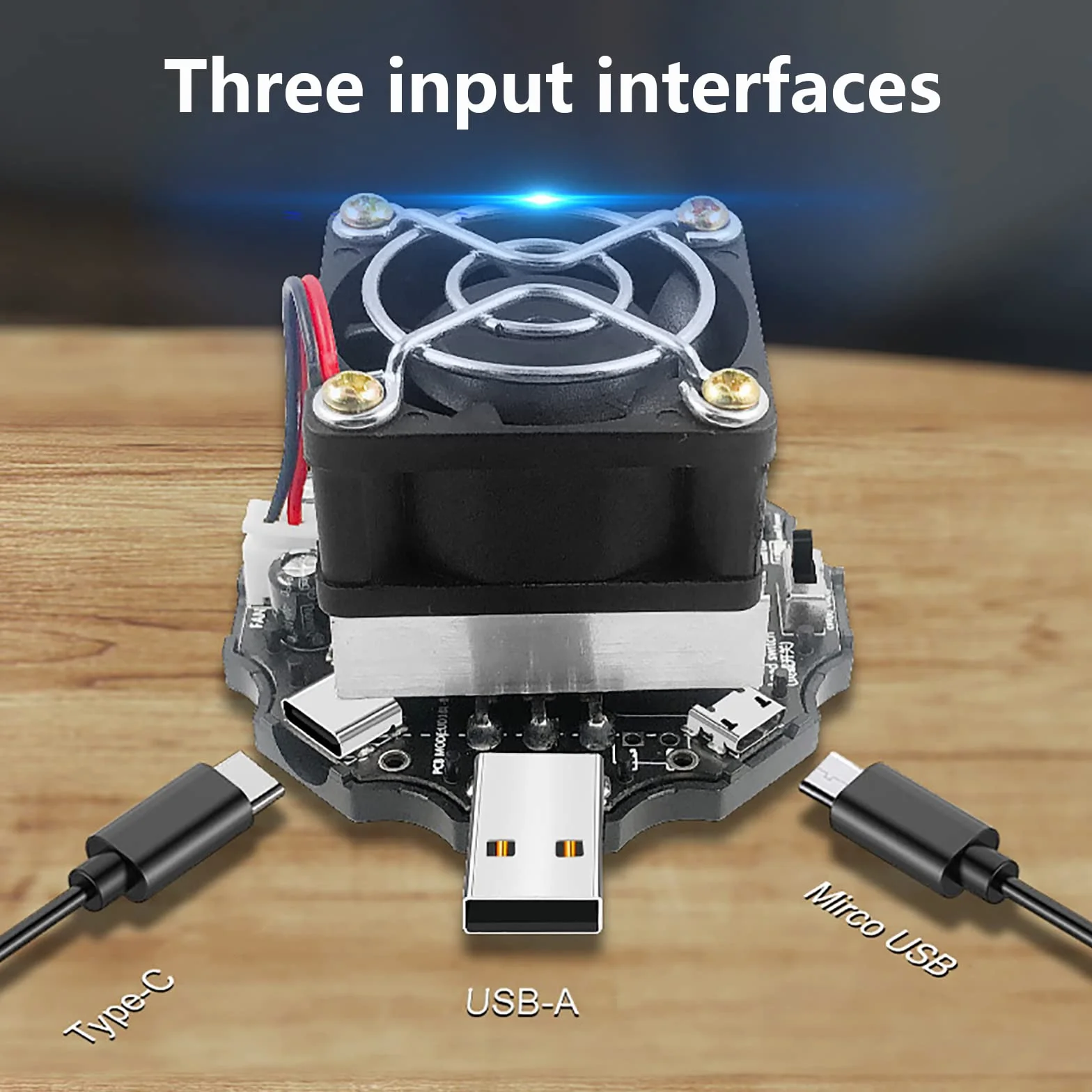 Tester obciążenia USB 65 W, regulowane obciążenie elektroniczne z obsługą wentylatora chłodnicy, szybkie ładowanie do testowania prądu ładowania w połączeniu z miernikiem testowym USB