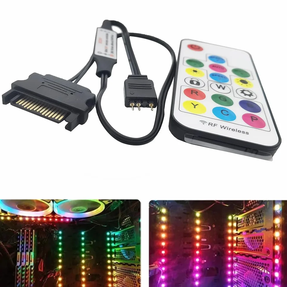 Kontroler ARGB 3-pinowy 5 V do diod LED RGB z pilotem RF 17 przycisków