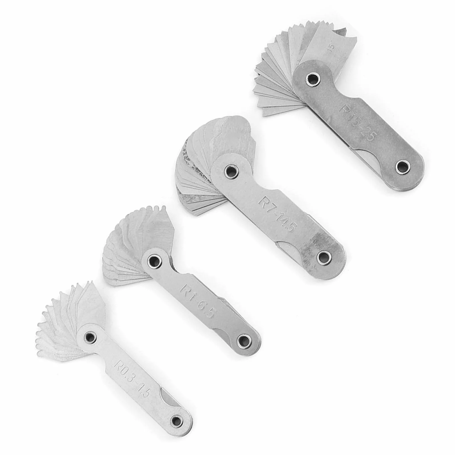 Hyuduo Miernik Promienia ze Stali Nierdzewnej, 4 Sztuki, Konkawny/Wypukły, R0.3-1.5/R1-6.5/R7-14.5/R15-25mm