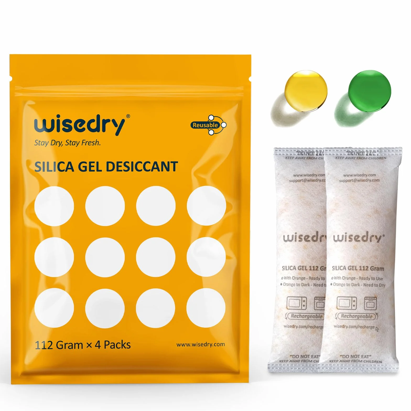 Wisedry 112g Kieselgel Desiccant Packs [4 Packungen] mit Orange Anzeige Perlen für 3D Drucker