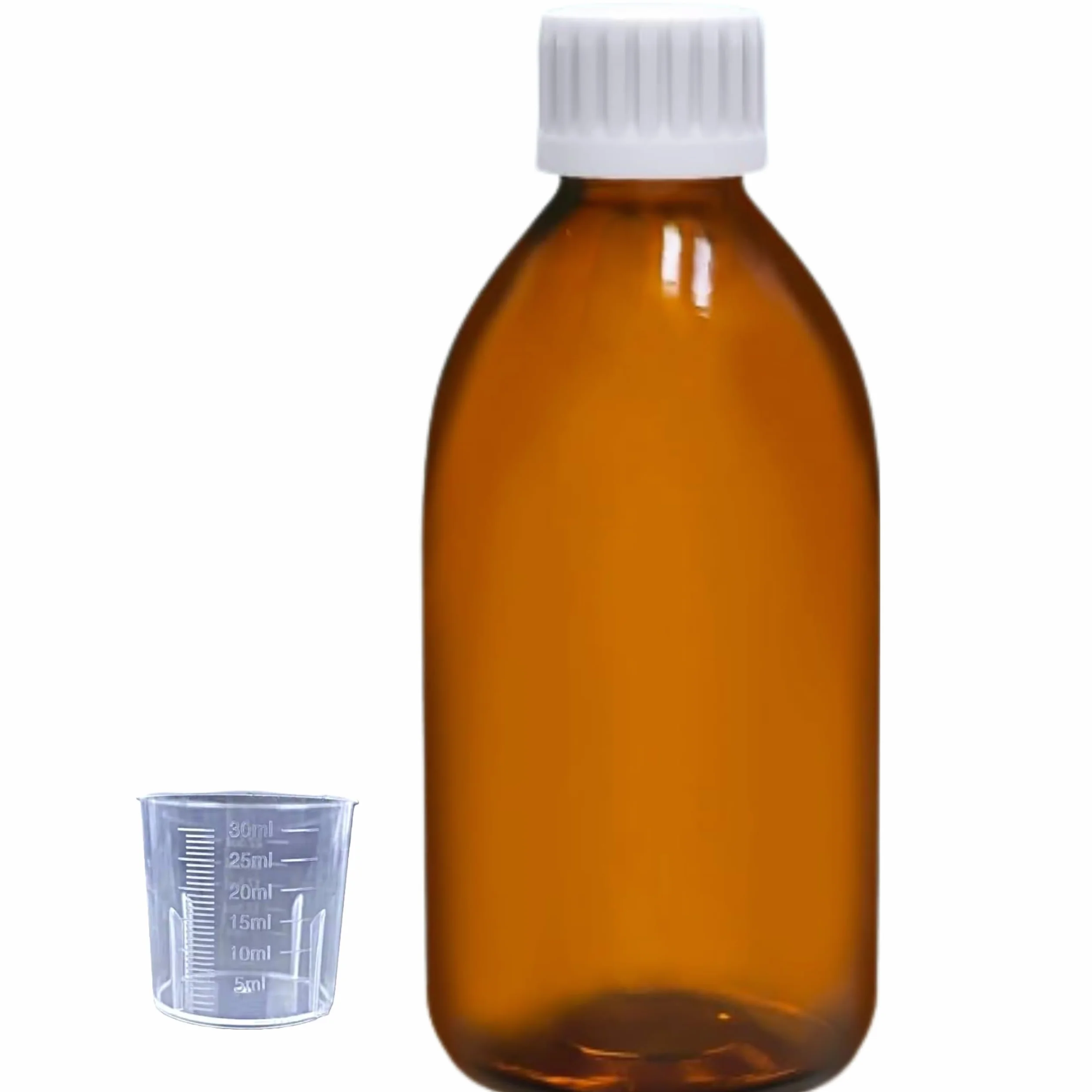 Butelka ze szkła bursztynowego 250 ml z korkiem szczelnym