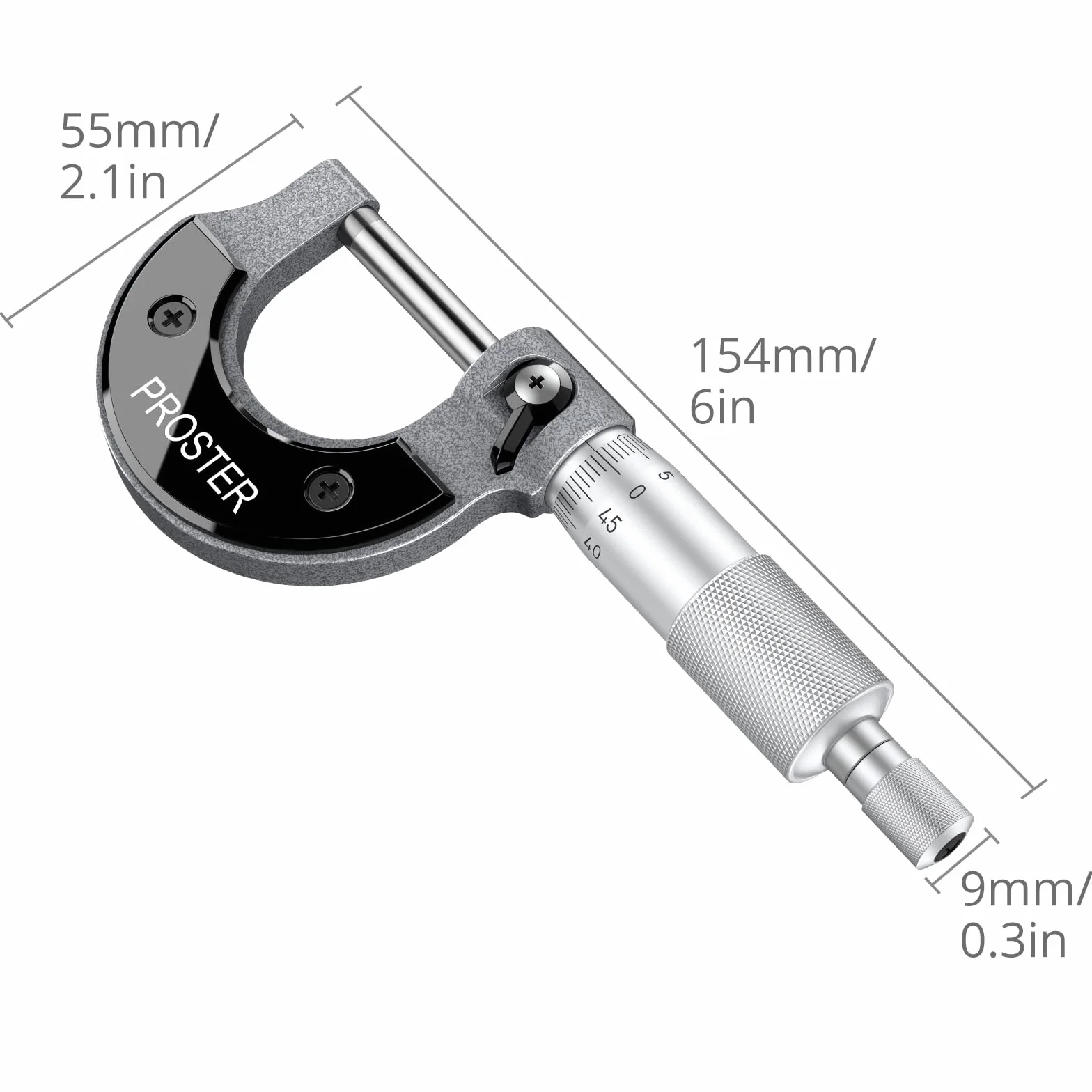 Proster Mikrometr zewnętrzny 0-25 mm (0,01 mm podziałki) metryczny zacisk zewnętrzny z kluczem zerowym i pudełkiem do pakowania wysoki zewnętrzny mikrometr metryczny precyzyjne narzędzie maszynowe