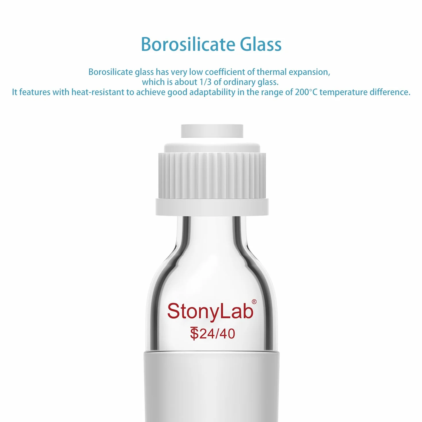 StonyLab Adapter wlotowy termometru z przyłączem wewnętrznym 24/40, wysokość 80 mm, do aparatu destylacyjnego