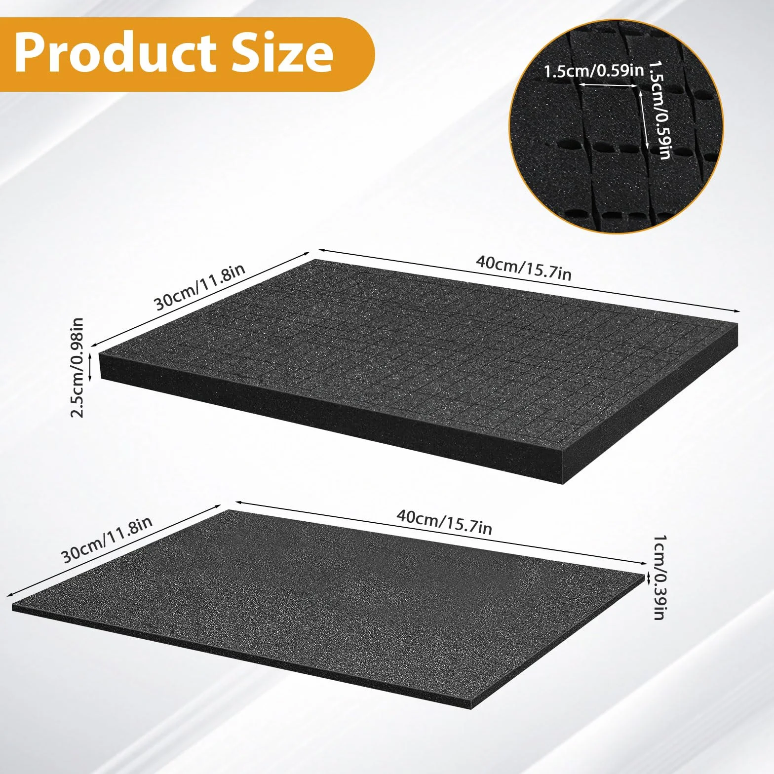 Pianka sześcienna z pianki rastrowej, 400 x 300 x 2,5 mm / 400 x 300 x 10 mm, materiał piankowy, pianka narzędziowa do torby na narzędzia, uchwyt na aparat i wkładka do bagażnika