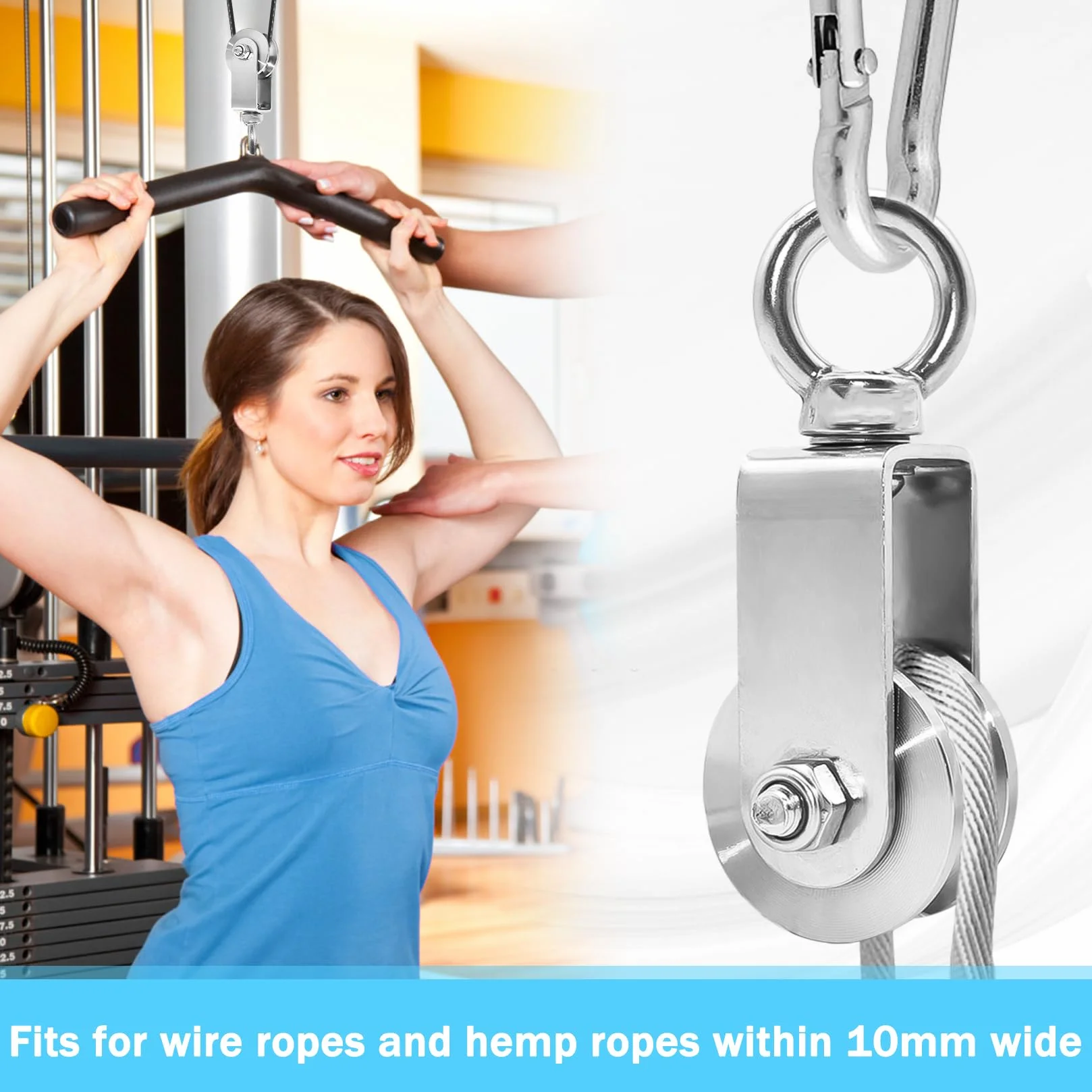 Rolki zwrotne do lin 16 mm ze stali nierdzewnej udźwig 500 kg 48 mm do fitnessu