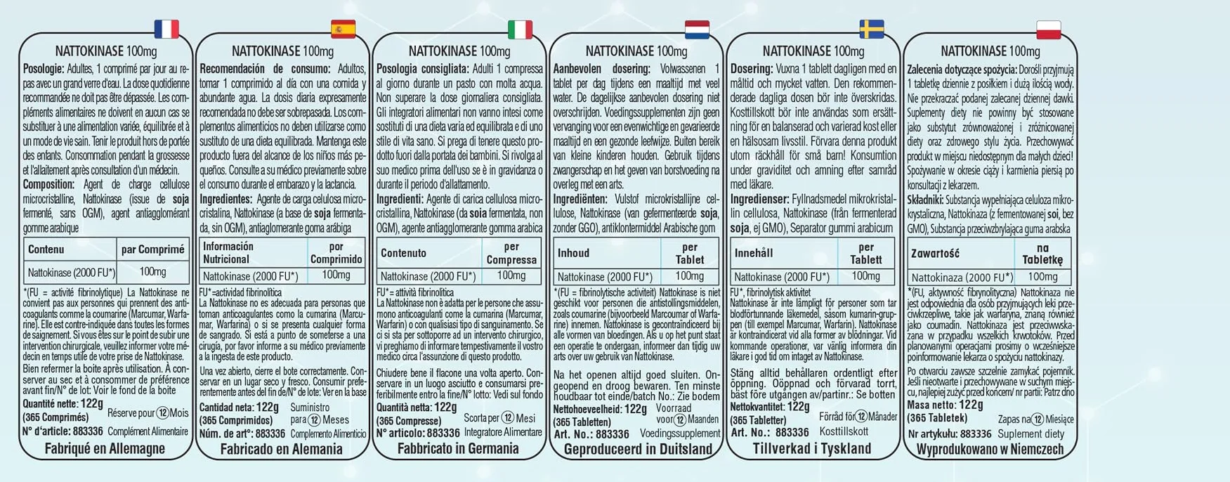 Nattokinaza 100mg (20.000 FU/g) – 365 tabletek – enzym natto – wysoka dawka – 100% wegański – produkcja i badania laboratoryjne w Niemczech – NutriFair | Premium & Fair
