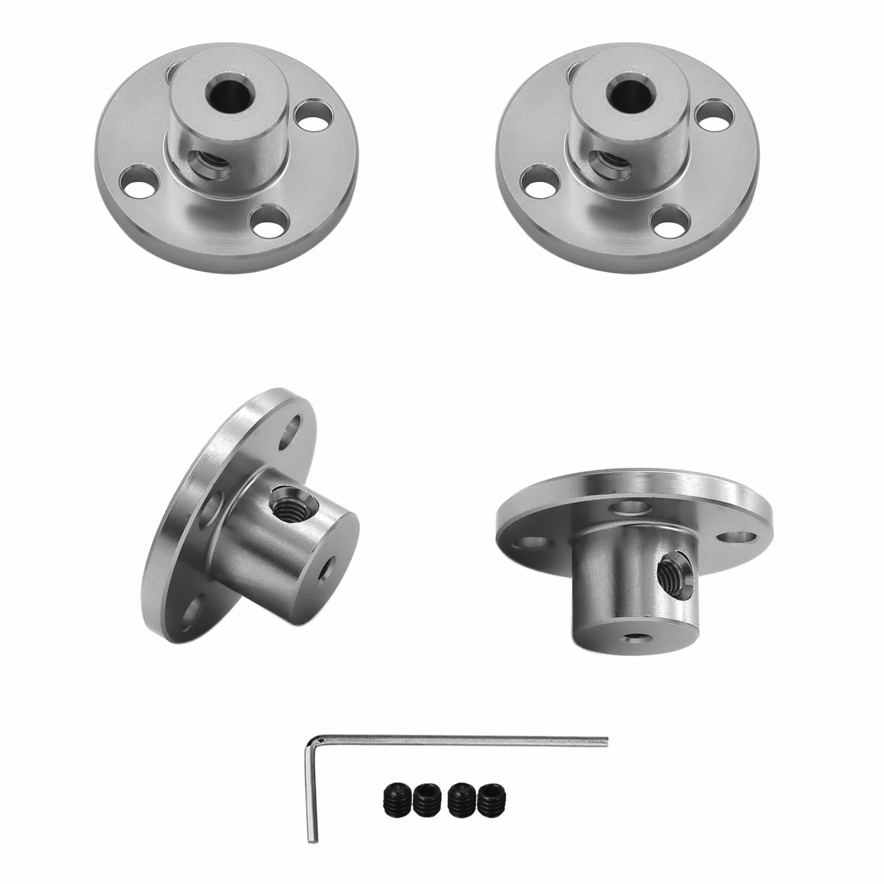 4 sztuki łączników kołnierzowych 4 mm ze stopu aluminium, sztywne akcesoria do modelu prowadzącego, okucia osi wału do silników modeli RC DIY
