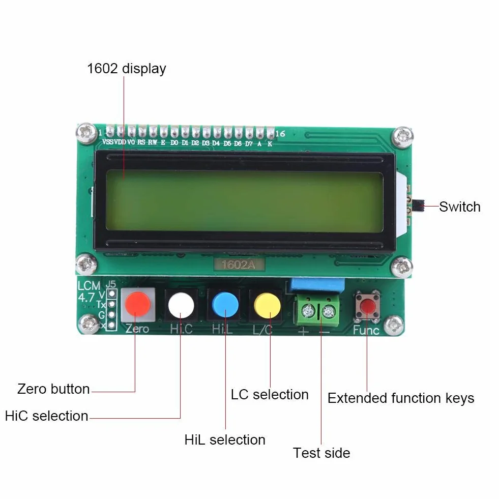 LC-100-A Miernik pojemności Cyfrowy o wysokiej dokładności Komponenty elektroniczne Miernik pojemności indukcyjności Mini interfejs USB