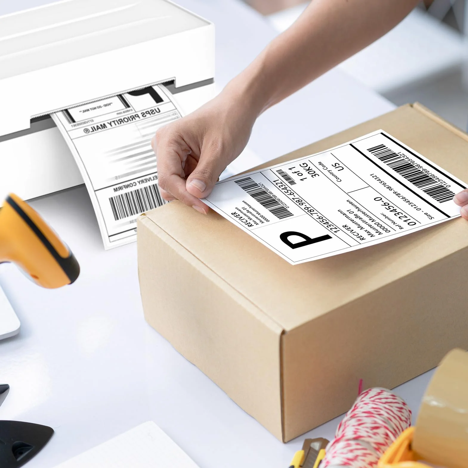 Etykiety termiczne białe 1000 sztuk z perforacją do drukarki termicznej kompatybilne z Amazon Royal Mail