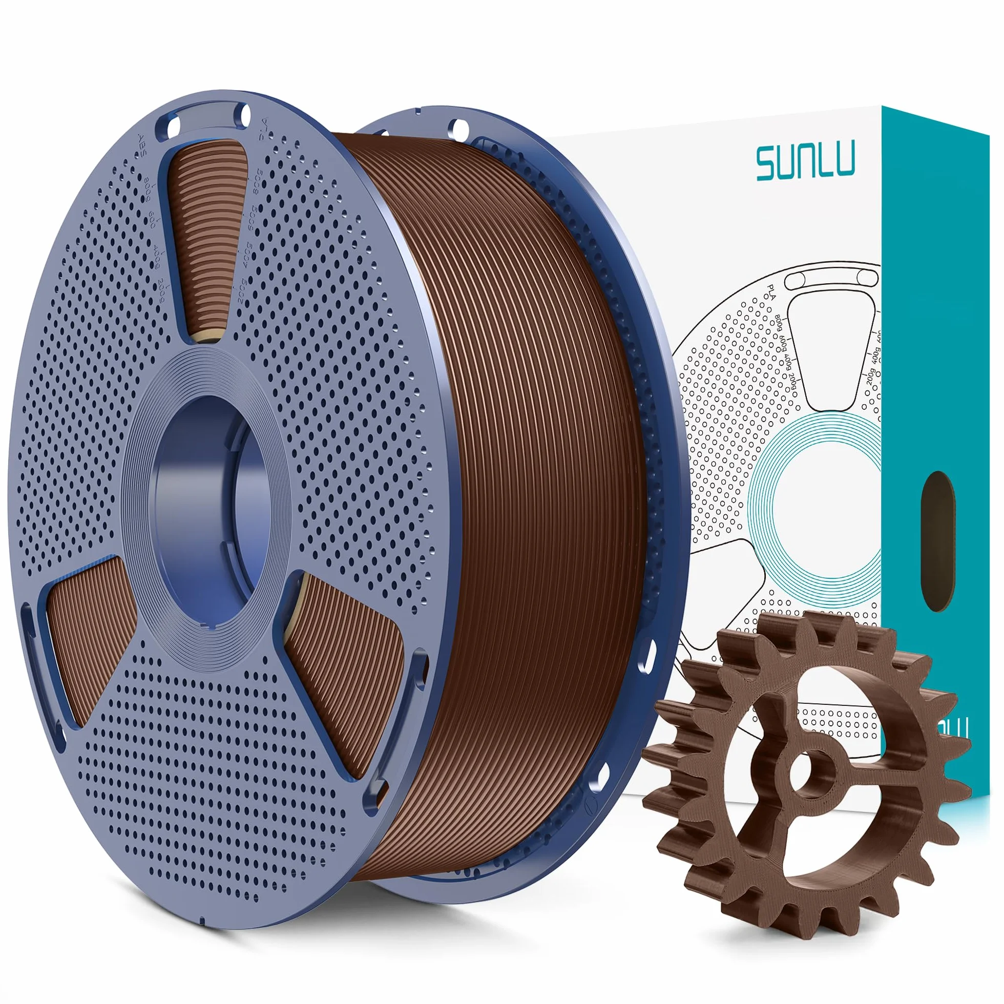 SUNLU Filament PLA+ 1,75 mm kawowy brąz 1 kg dokładność wymiarowa +/- 0,02 mm