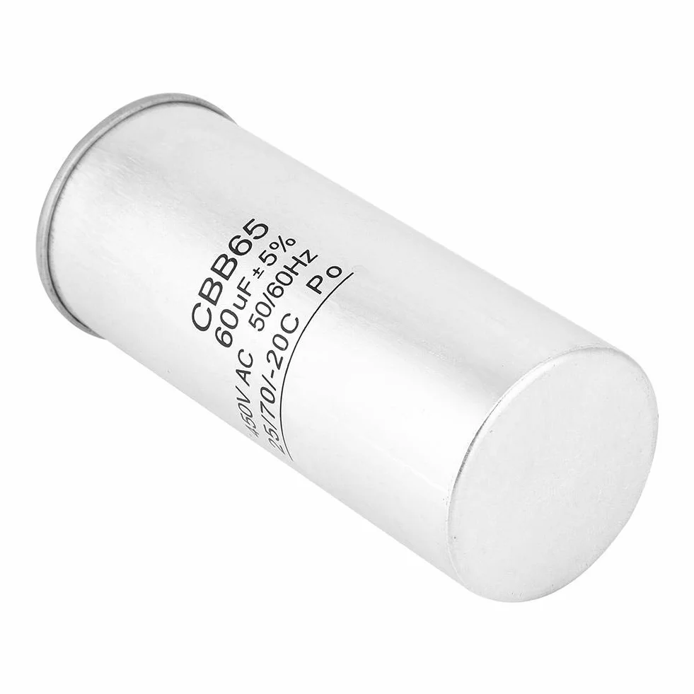 Ogólny skraplacz klimatyzatora CBB65 60UF 450V, klimatyzator z folii aluminiowej Sprężarka rozruchowa silnika skraplacza do sprężarki klimatyzatora