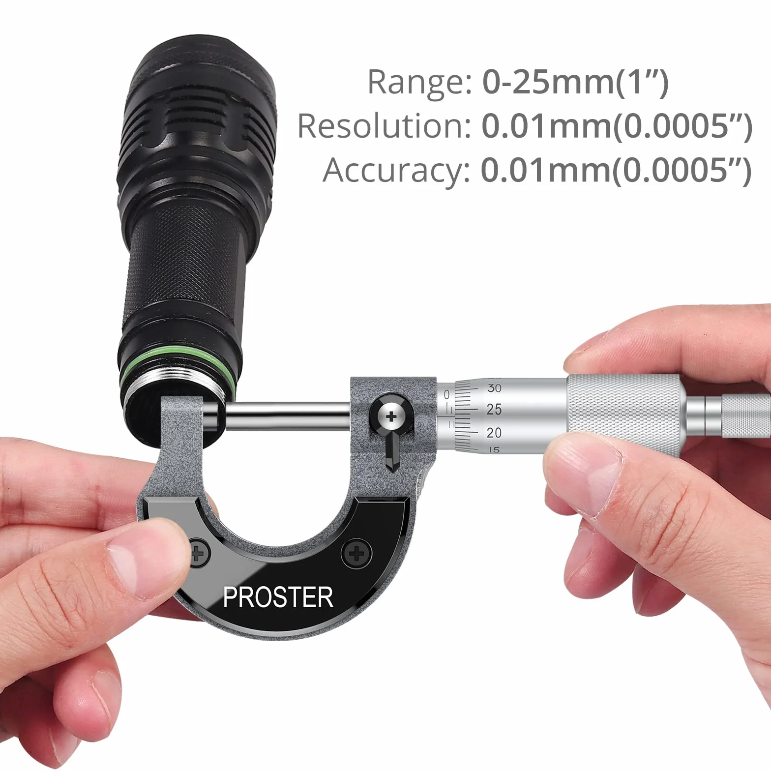 Proster Mikrometr zewnętrzny 0-25 mm (0,01 mm podziałki) metryczny zacisk zewnętrzny z kluczem zerowym i pudełkiem do pakowania wysoki zewnętrzny mikrometr metryczny precyzyjne narzędzie maszynowe