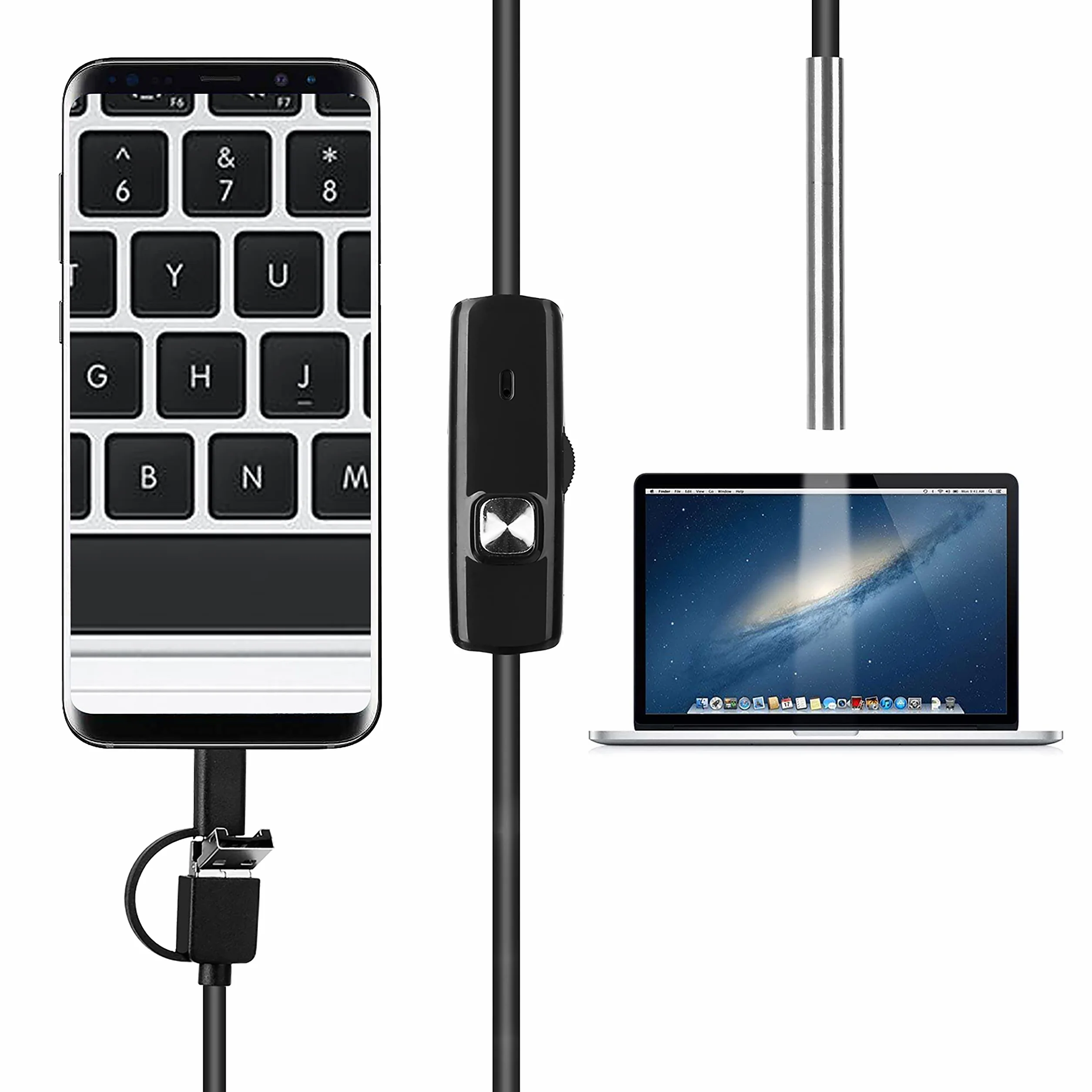 Retoo Endoskop USB-C HD do urządzeń z systemem Android, kamera endoskopowa 3,9 mm z diodami LED, wodoszczelna, megapikselowa kamera inspekcyjna, kabel wężowy do smartfonów, kamera boroskopowa