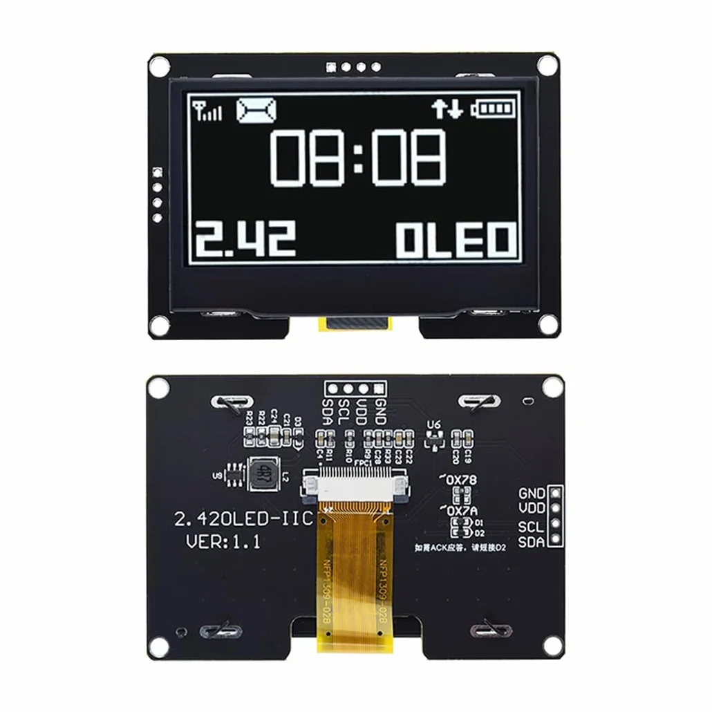 Hailege 2,42" SSD1309 128x64 Moduł wyświetlacza OLED 4-pinowy IIC biały