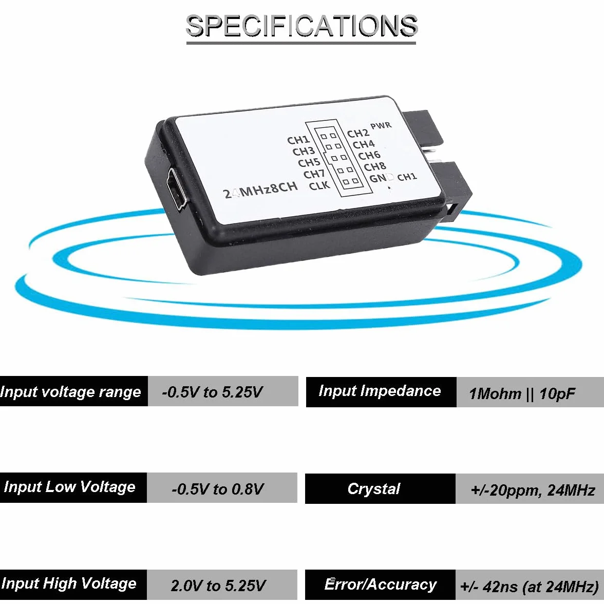 USB Logic Analyzer 24 MHz 8CH UART IIC SPI Debug z kablem mini USB DuPont do Arduino FPGA M100 SCM
