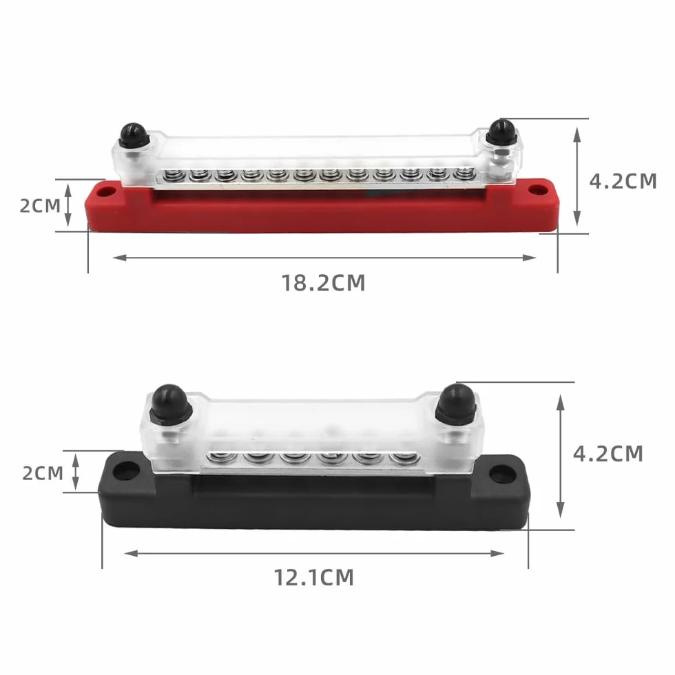 Blok rozdzielaczy 12V-48V DC 150A 6 bolców M4 2 bolce M6 z pokrywą