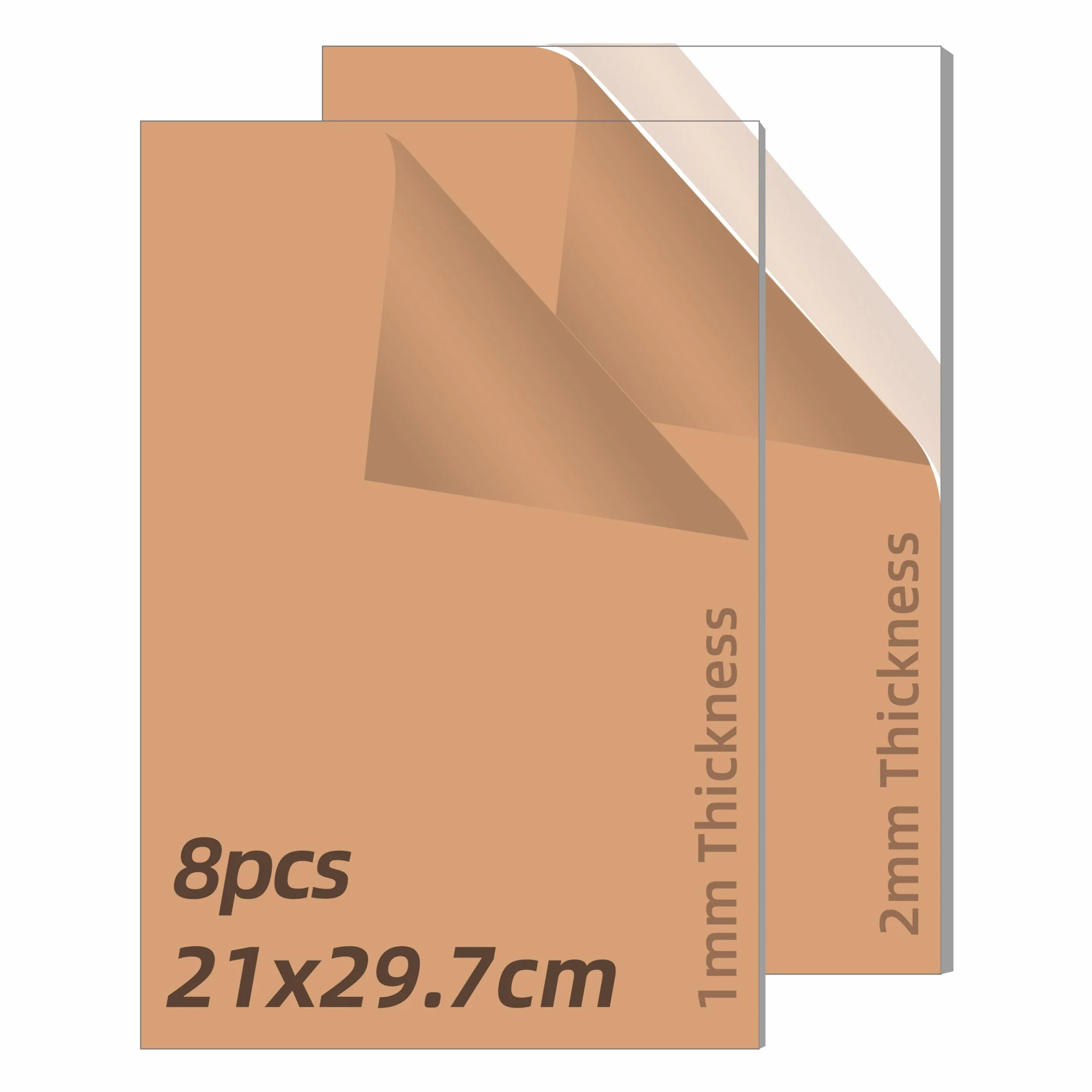 8PCS płyta Akryl zestaw asortymentowy 29.7x21cm(A4), 1mm 2mm Płyta Akryl, przezroczysta Płyta akrylowa dla DIY, ramka do zdjęć, malowanie graffiti, akwarium, wyświetlanie projektu