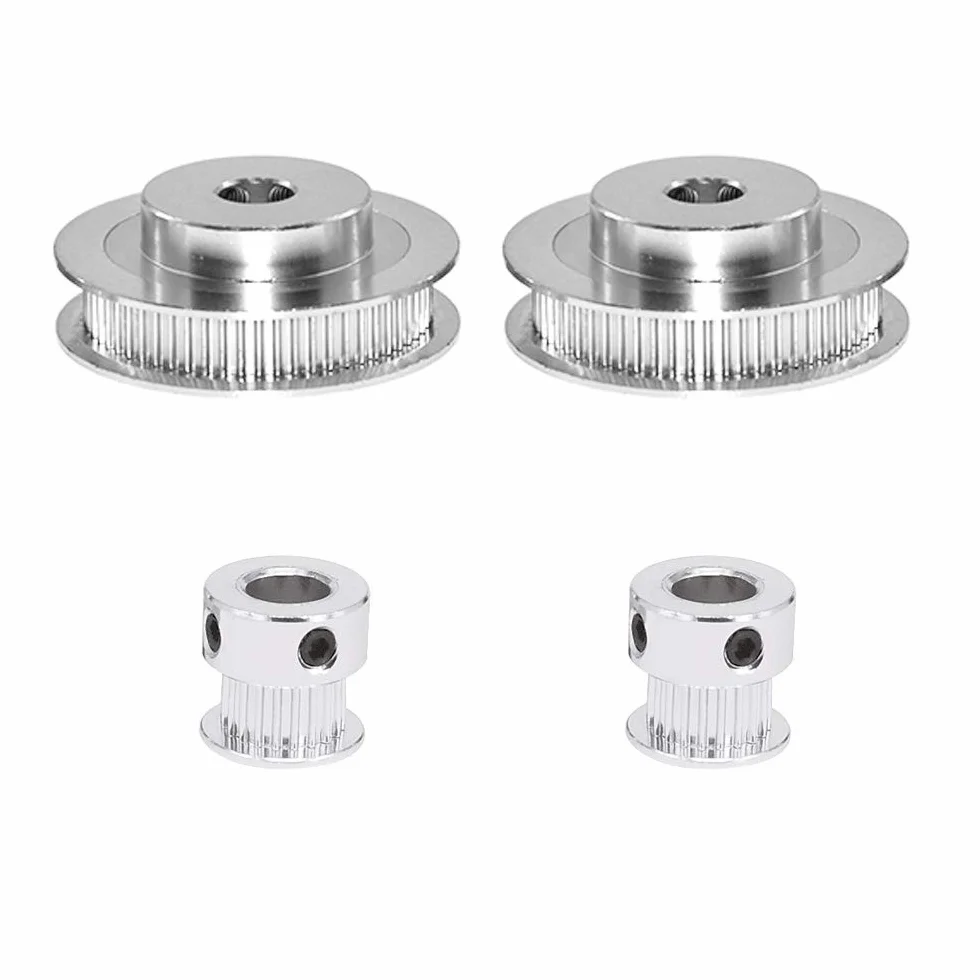 Zestaw 2 kół pasowych GT2 20 i 60 zębów otwór 8 mm aluminium 200 mm pas 6 mm