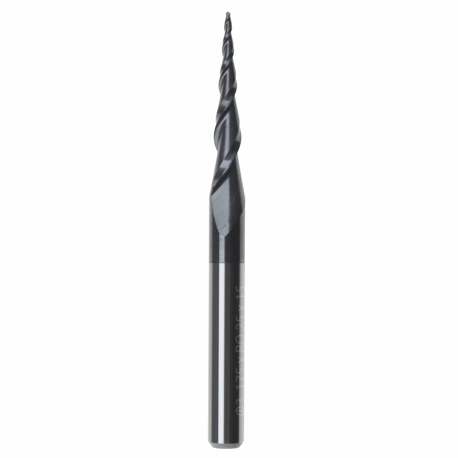 Zwężany frez z końcówką kulową z końcówką kulową 0,25 mm, solidny węglik wolframu, 2 rowki, powlekane TiAIN, narzędzie do grawerowania CNC, trzpień 1/8 cala do centrów obróbki CNC