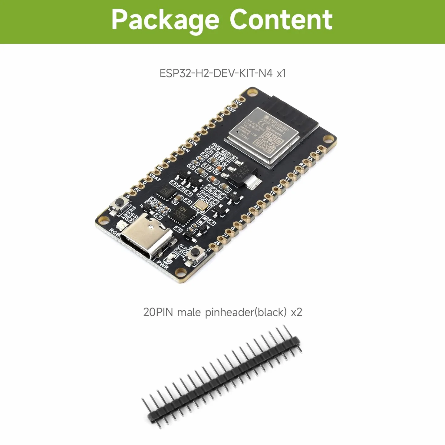 Waveshare ESP32-H2 Microcontroller, 96MHz Processor, ESP32-H2-MINI-1-N4 Module, Built In 4MB Flash, Supports BLE/Zigbee/Thread Wireless Communication