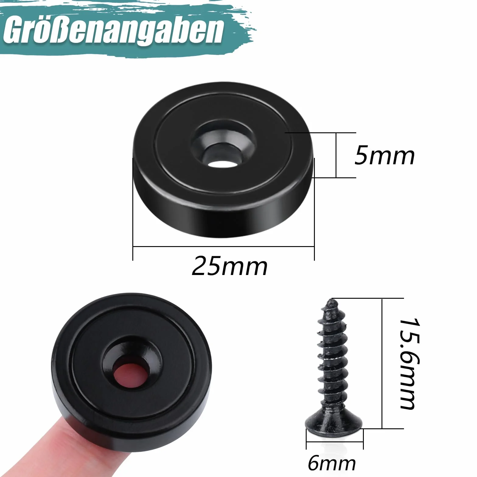 Magnesy neodymowe 25 x 7 mm 30 kg z otworem i kapsułką 6 sztuk