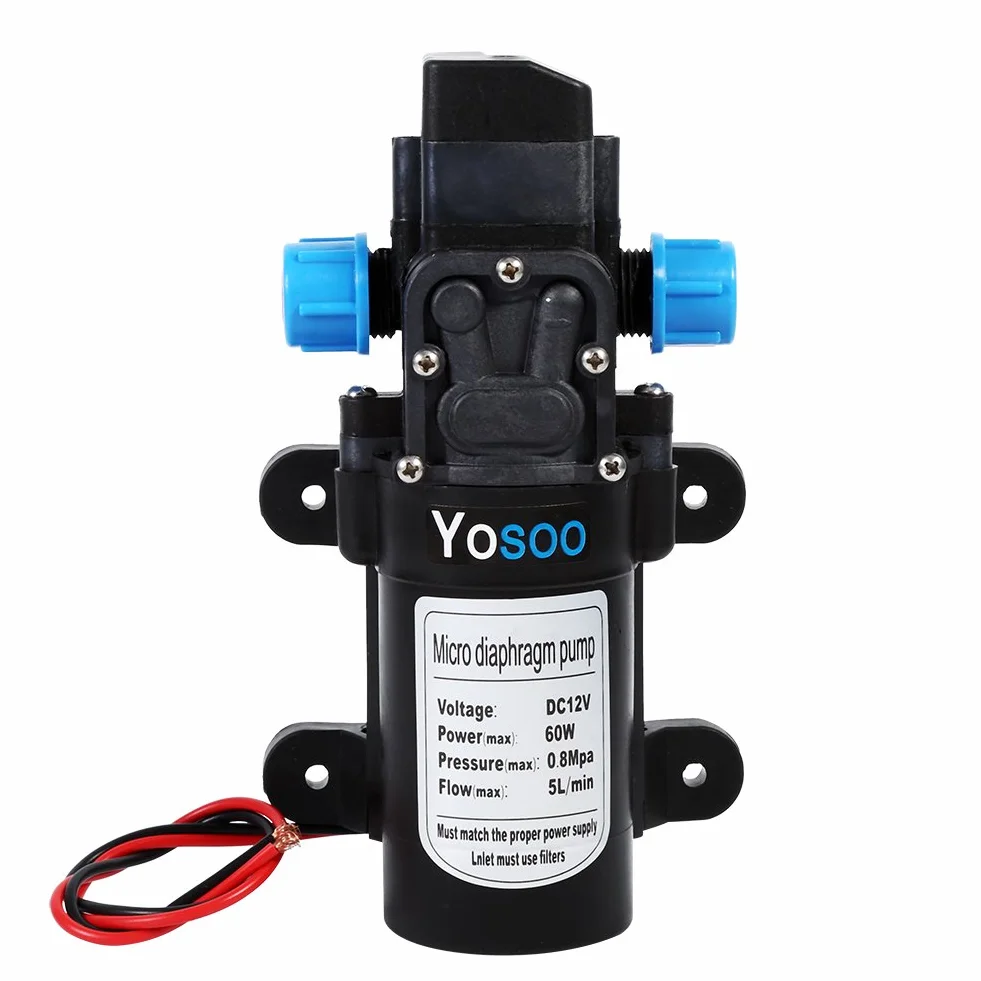 Yosoo Pompa Wodna 12V 60W 5L/min 115 PSI Wysokociśnieniowa Membrana Automatyczna