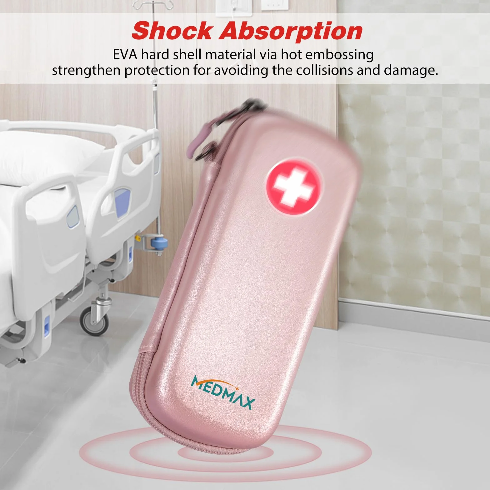 MEDMAX EpiPen Concha Dura Estuche Portátil Organizador para 2 EpiPens, Auvi-Q, Alergia Medicamentos Esenciales (Oro Rosa)