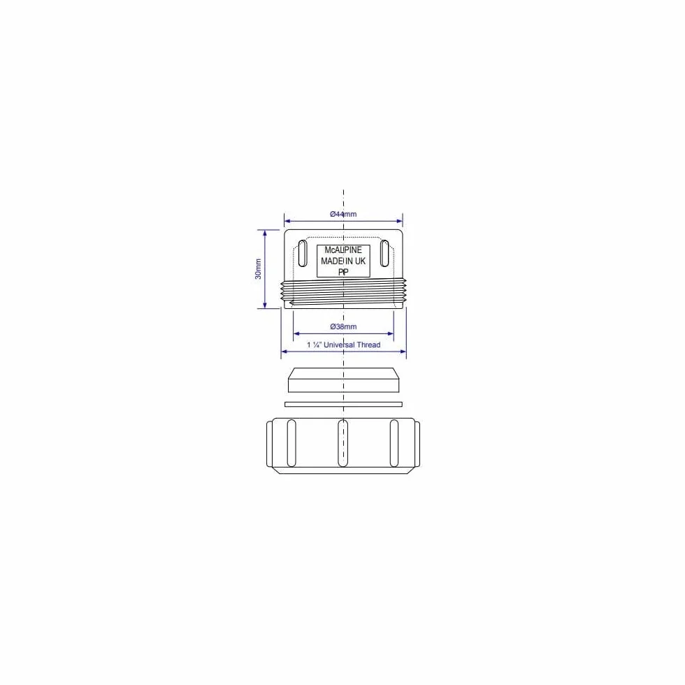 McAlpine S23U rura odpływowa pusta nasadka-3,5 cm, biała