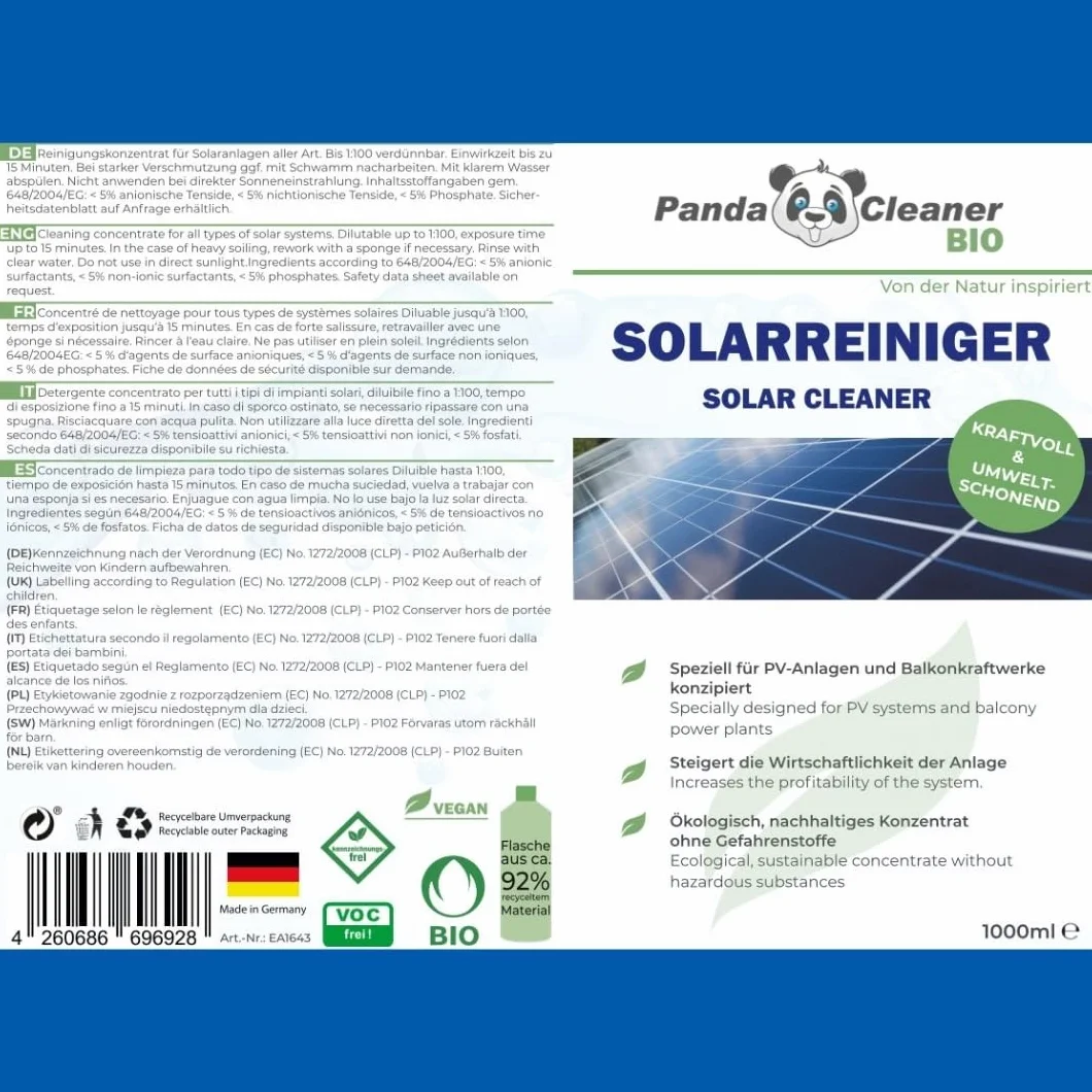 PandaCleaner Bio środek czyszczący 1 l do instalacji solarnych i PV skoncentrowany 1:100