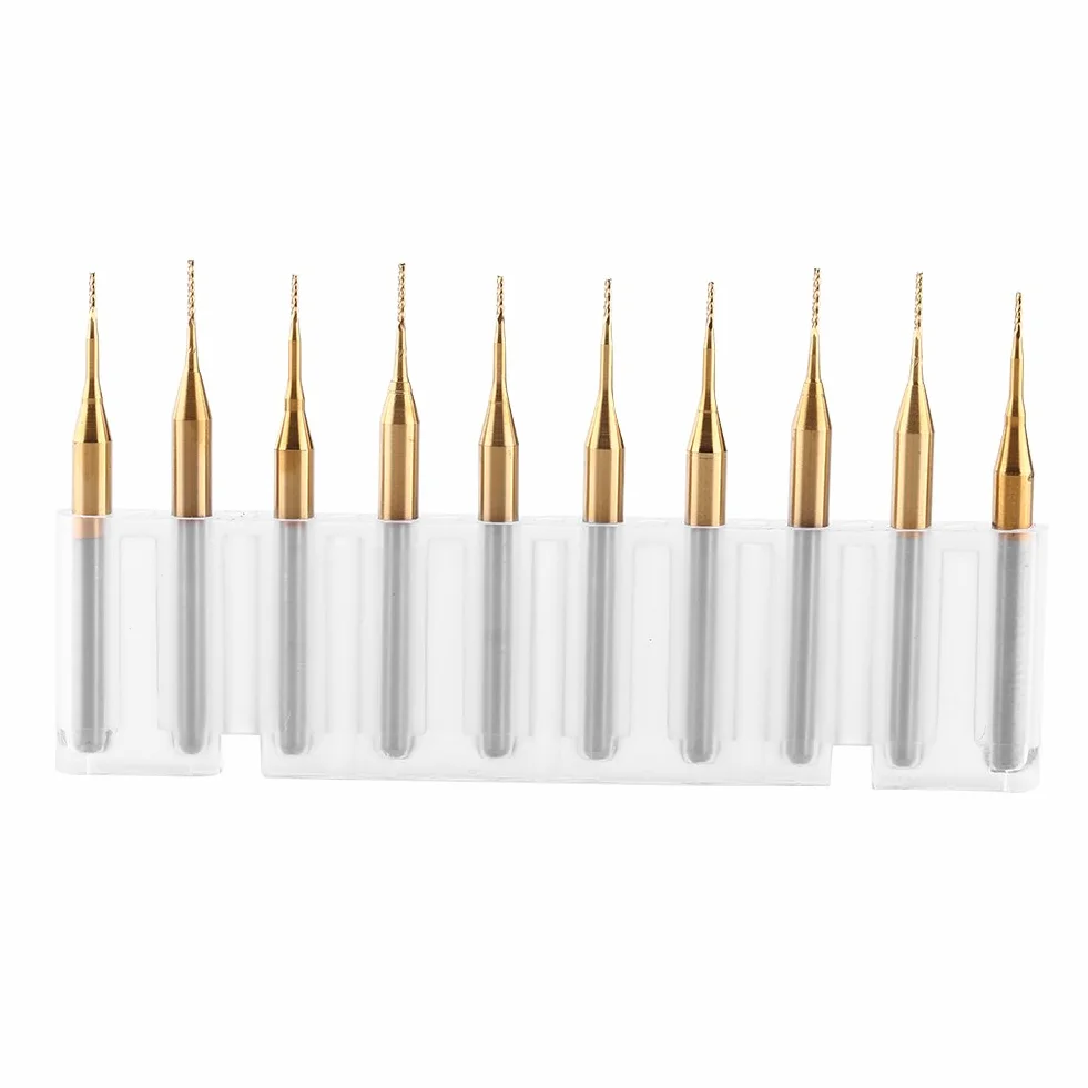 10 sztuk frezy trzpieniowe ze stali wolframowej, frezy walcowe, grawerowanie, bity 3,175 mm, średnica ostrza 0,6 mm