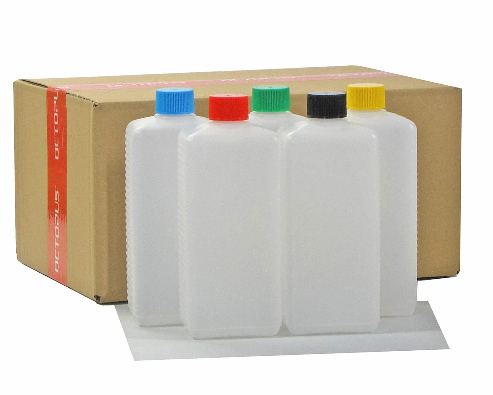Octopus butelki plastikowe HDPE 5 x 500 ml z kolorowymi zakrętkami
