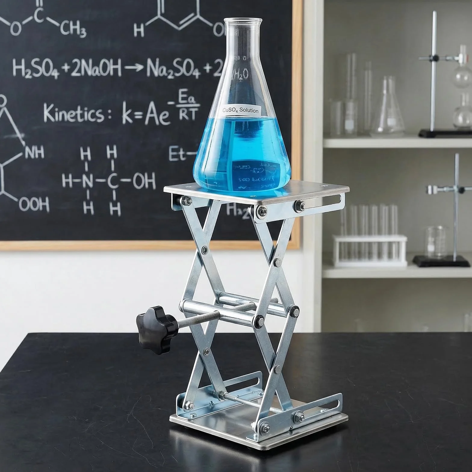Podnośnik laboratoryjny, 150 x 150 x 260 mm, stal nierdzewna, stół laboratoryjny, podnośnik nożycowy, platforma podnosząca do eksperymentów