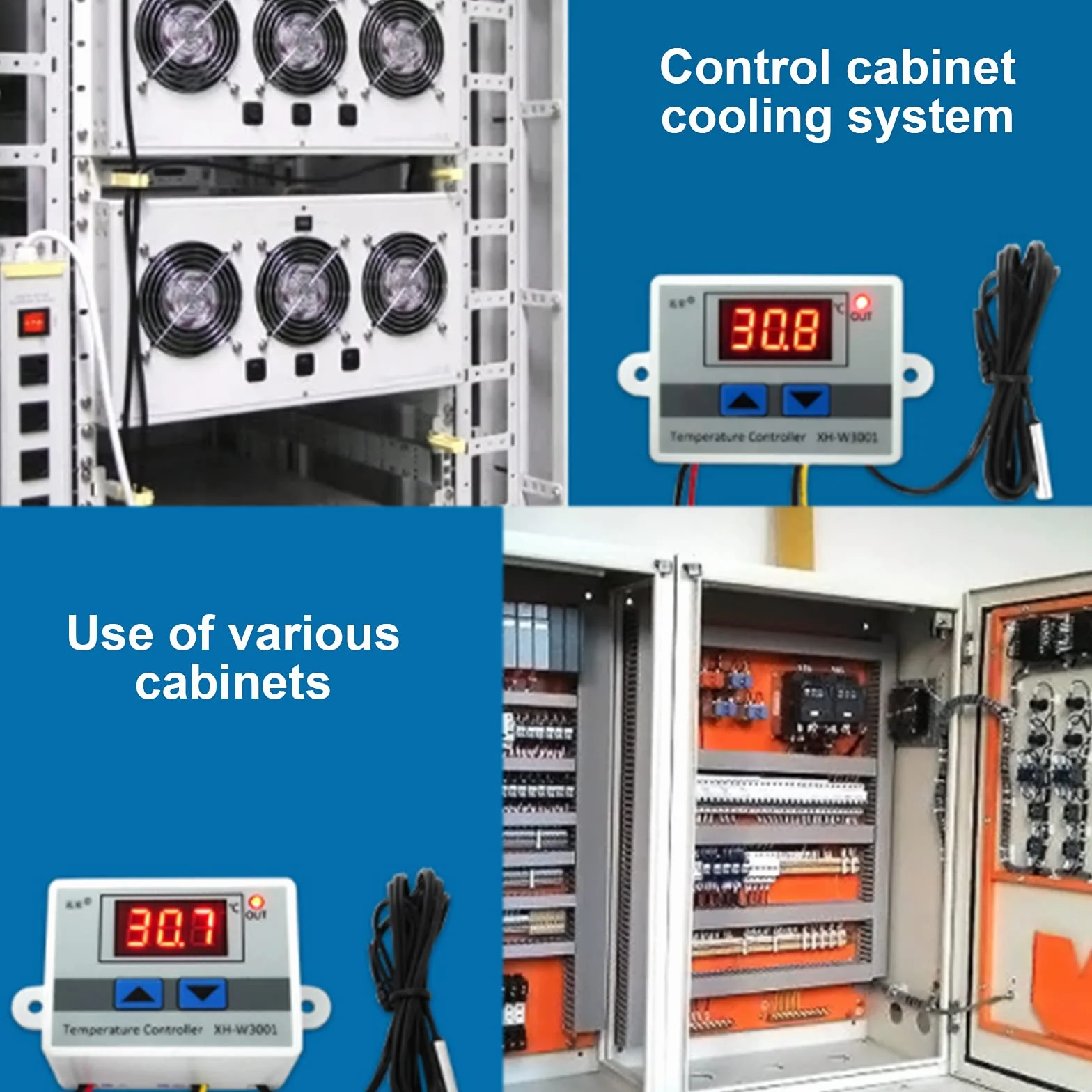RUIZHI XH-W3001 cyfrowy regulator temperatury z wyświetlaczem LCD, DC 12V 120W termostat z wodoodpornym czujnikiem, mikrokomputerowy termostat