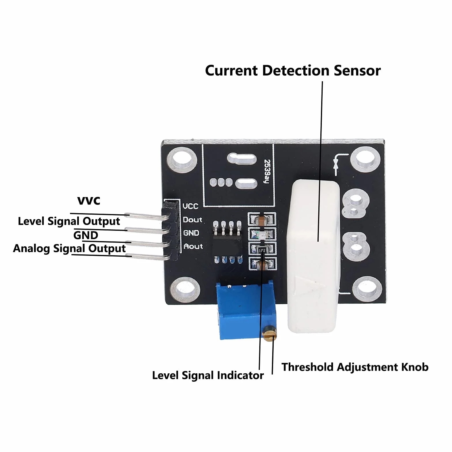 Czujnik Prądu Halla, 100a WCS1600 DC 5V Moduły Zabezpieczające Przed Zwarciem Regulowany Detektor Zabezpieczenia Nadprądowego Przed Zwarciem Do Wykrywania Przetężenia Silnika Inteligentnego