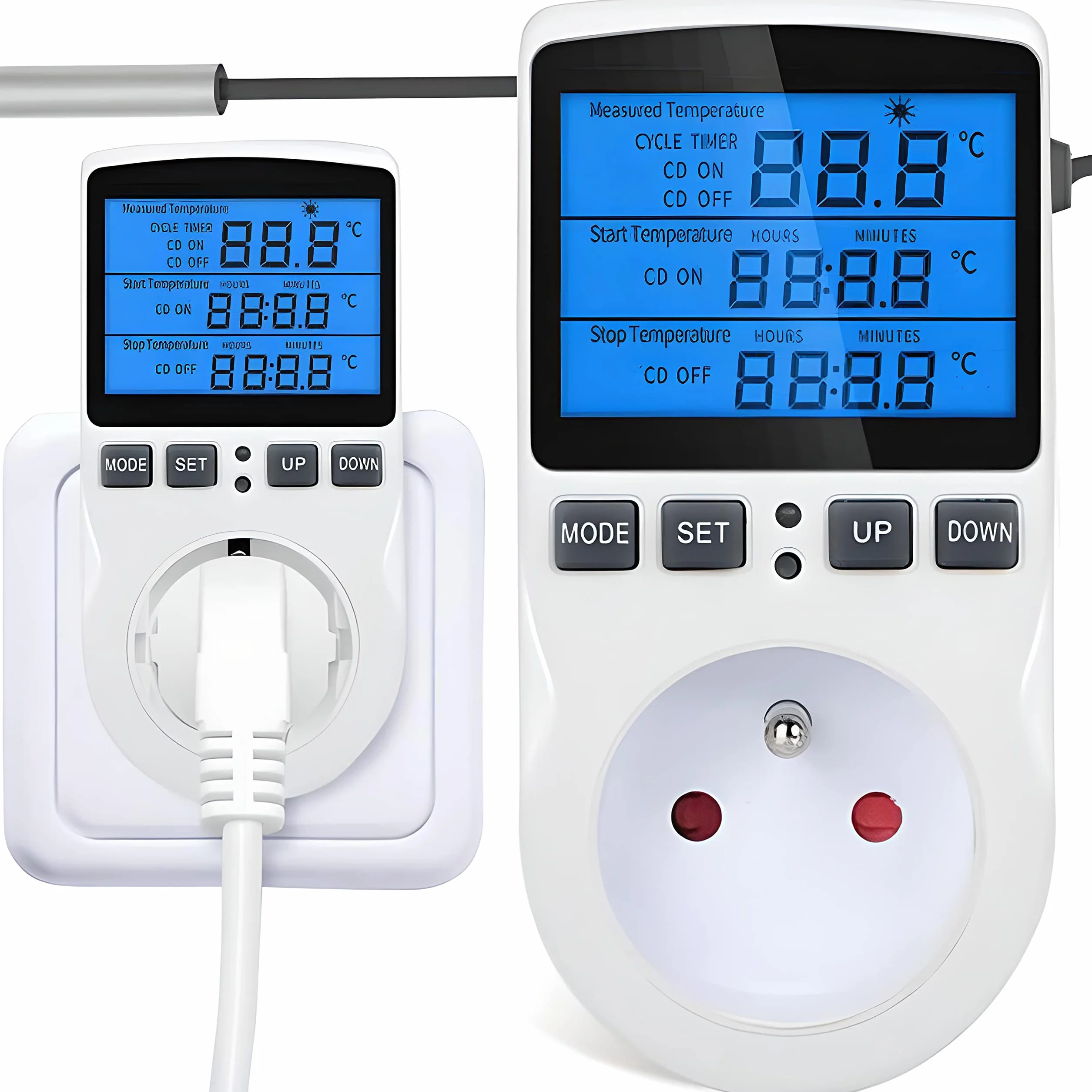 Retoo Termostat do gniazdka z czujnikiem temperatury 250 V LCD