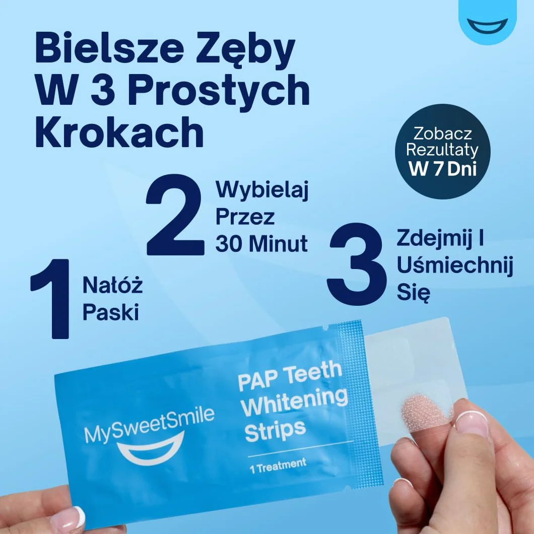 MySweetSmile Paski Wybielające Zęby PAP - Bezpieczne Dla Szkliwa, Bez Nadwrażliwości - Bez Peroksydu - Zatwierdzone Przez Dentystów - Nagroda IndyBest - 21 Zabiegów - Miętowy Smak