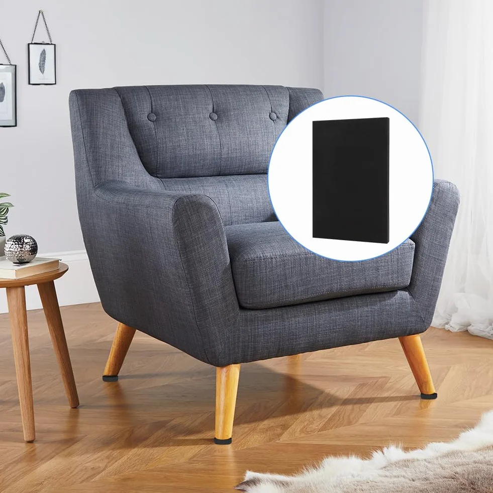 DASIAUTOEM Samoprzylepne płyty piankowe, 4 sztuki, czarna guma piankowa, samoprzylepna płyta piankowa, antypoślizgowa mata piankowa do mebli, projektów DIY, dekoracji (czarna, 150 x 150 x 20 mm)