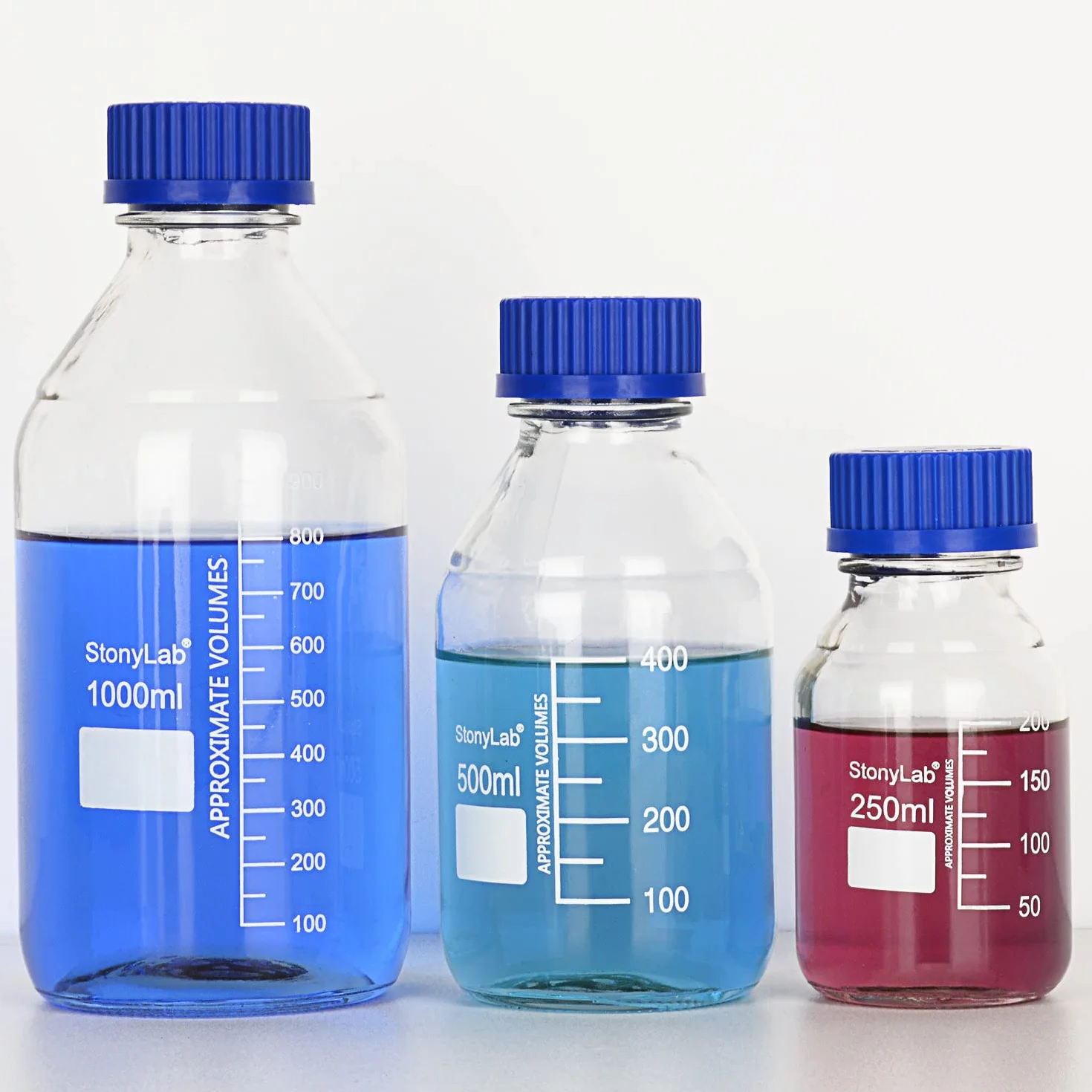 Szklane butelki okrągłe GL45 500 ml z zakrętką
