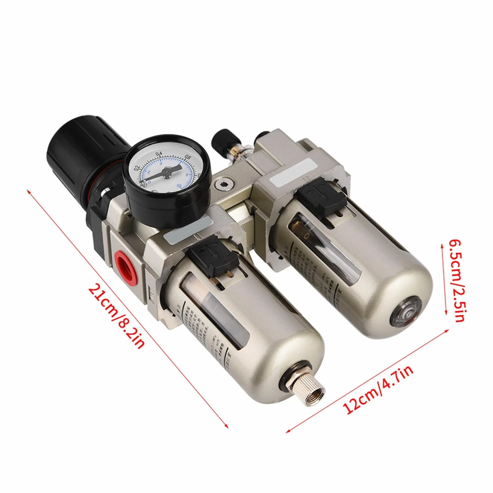 Jednostka konserwacyjna sprężone powietrze, separator oleju Haofy 3/8 '' Oddzielacz wody, regulator sprężonego powietrza do sprężarki sprężonego powietrza, reduktor ciśnienia do regulatora ciśnienia sprężarki, akcesoria do sprężarek powietrza 0,05-0,85 MP