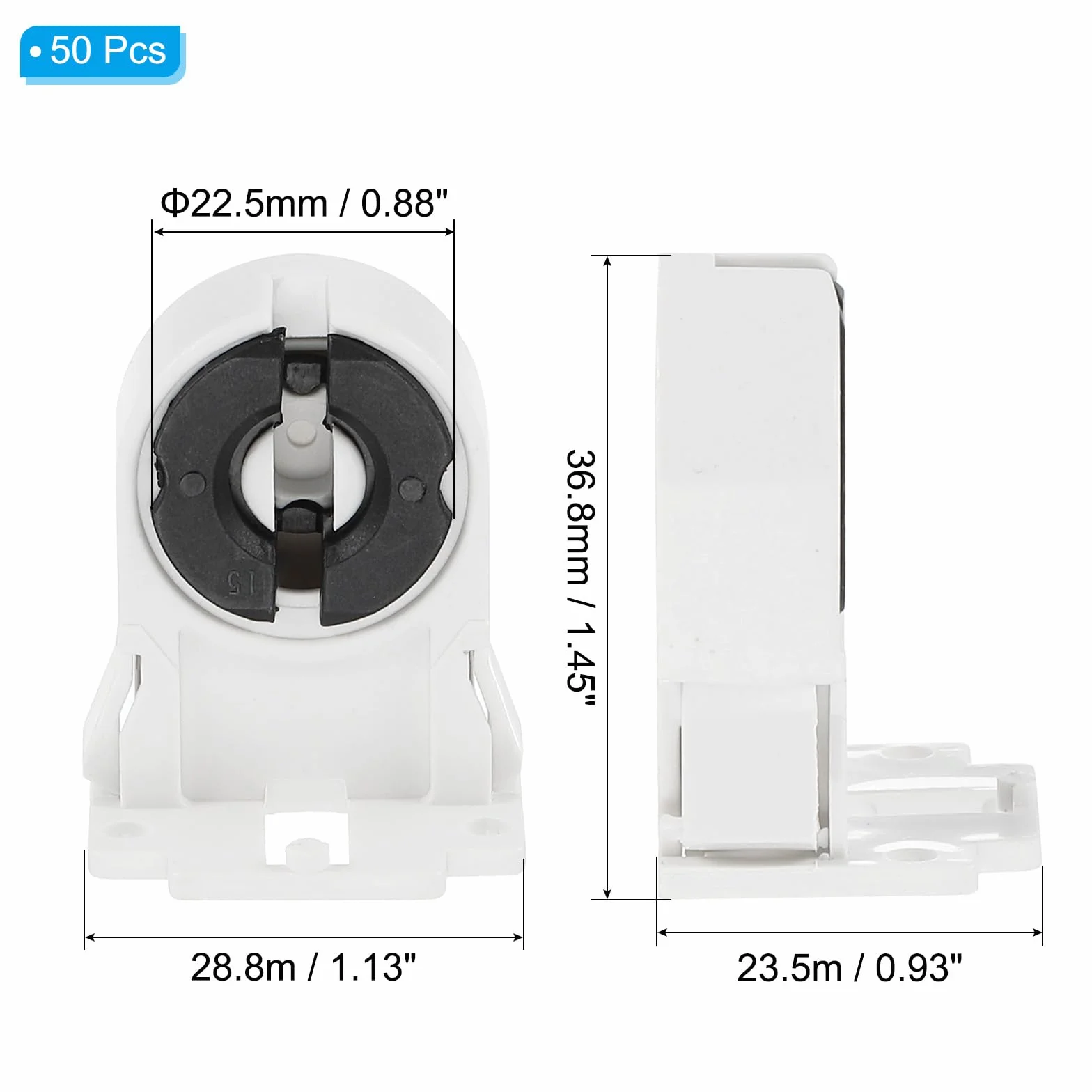PATIKIL Uchwyt lampy T8, 50 sztuk oprawek G13 do lamp fluorescencyjnych LED, biało-czarny