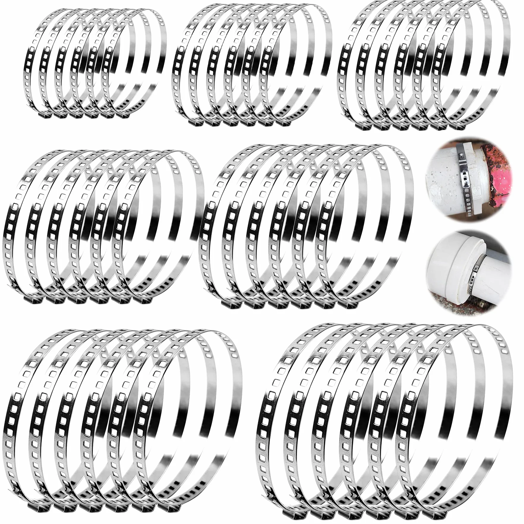 Zestaw 42 obejm do węża ze stali nierdzewnej, 10-50 mm, zaciski do węży, 50-150 mm, regulowane obejmy zaciskowe, wał napędowy, przegub do łodzi, zestaw zacisków