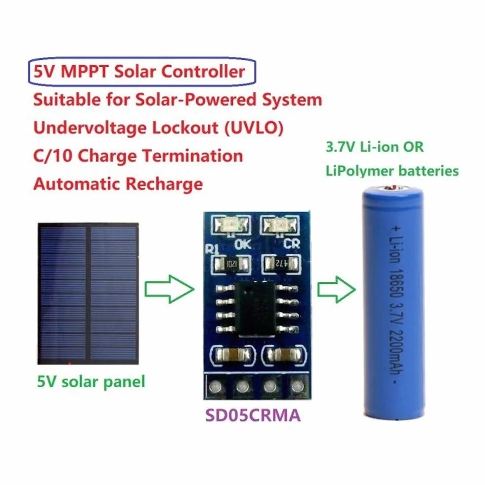 Moduł ładowania słonecznego 4.2V 5V Kontroler MPPT LiPo Li-ion ładowarka do baterii litowej 3.7V