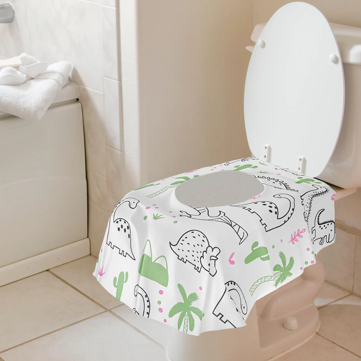 QWORK 20 sztuk jednorazowych pokrowców na toaletę 64 x 60 cm antypoślizgowe wodoodporne
